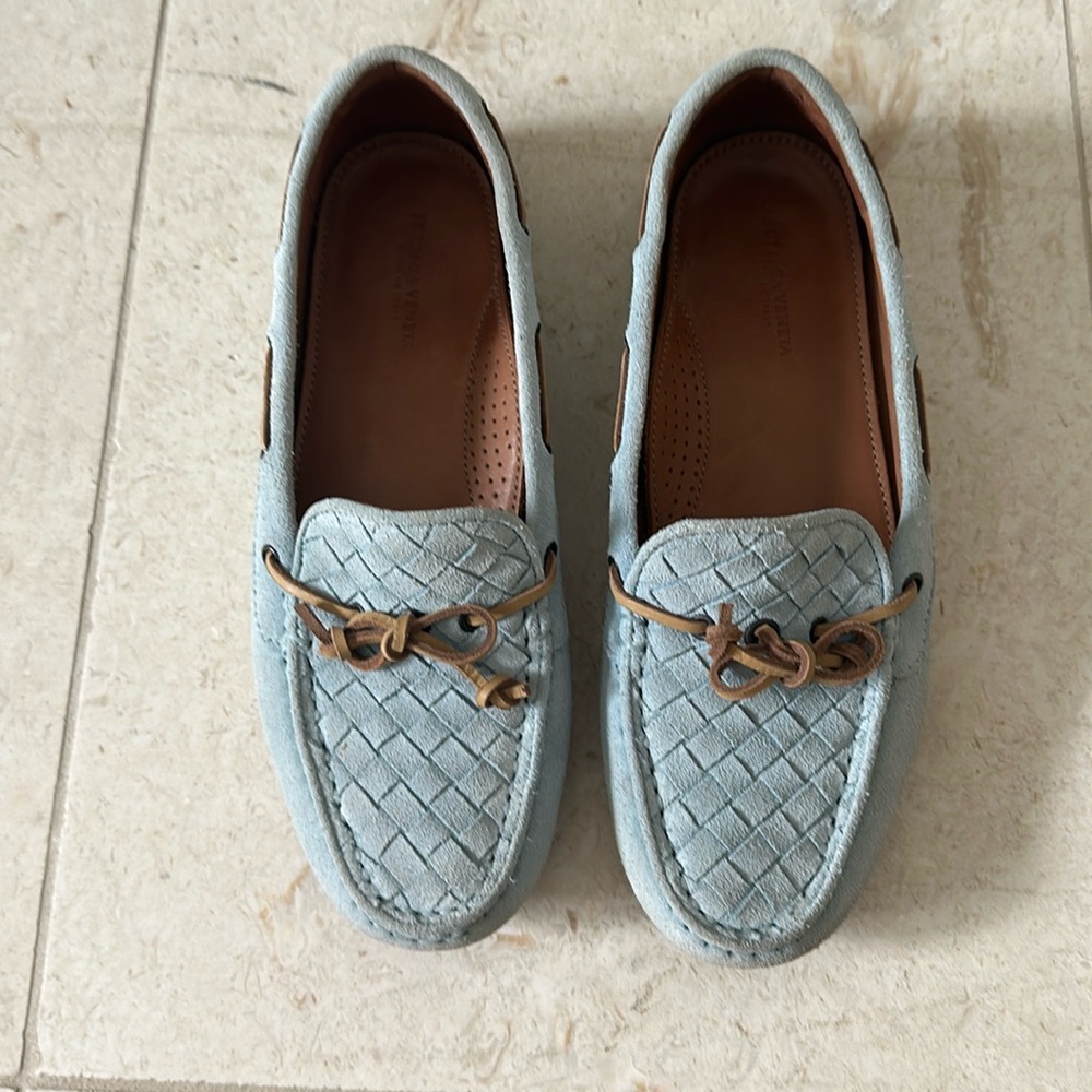 Blue bottega venetta loafers
